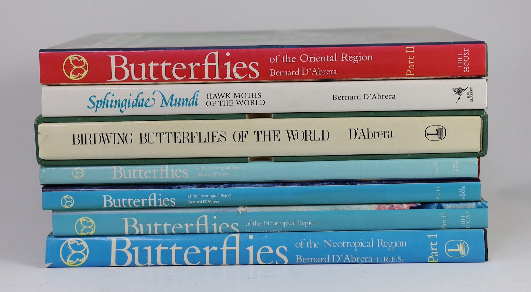 D’Abrera, Bernard F.R.E.S - 7 works - Butterflies of the Neotropical Region, in 4 vols, parts 1-4, folio, cloth in d/j’s, Hill House/Lansdowne Ptess, Melbourne, 1981-87; Birdwing Butterflies of the World, with d/j, in sl